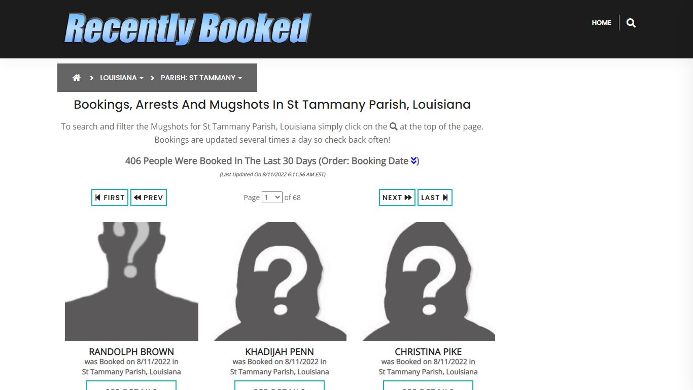 Recent bookings, Arrests, Mugshots in St Tammany Parish ...